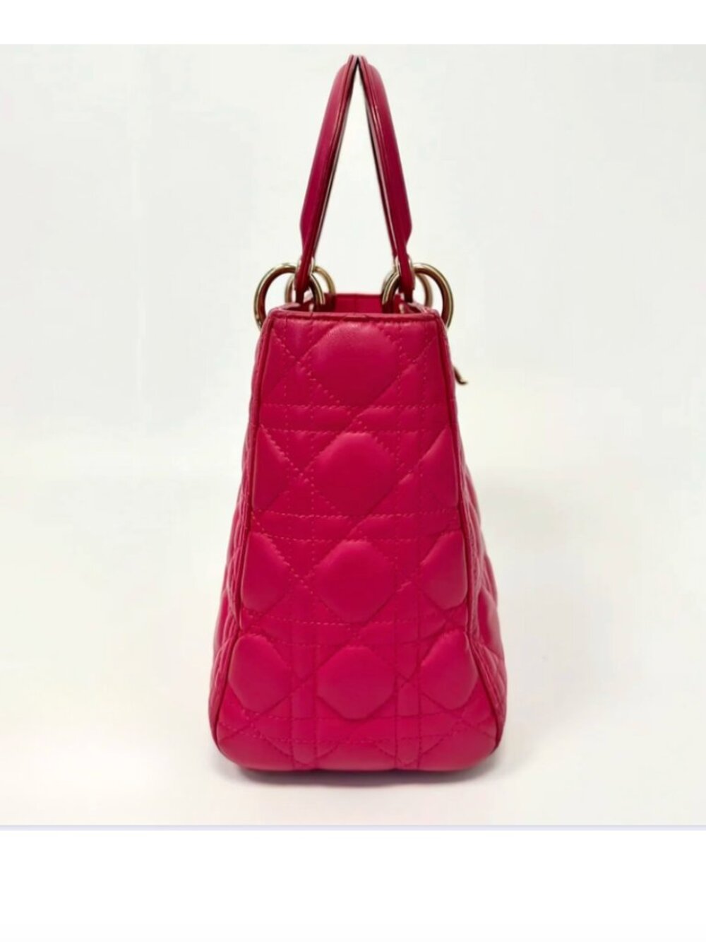 Pre Owned Dior Lady Medium Lambskin Handbag Fuschia Pink, 2014 - Picture 4 of 5